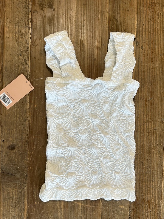 French Twist Tops - French Twist White Textured Square-Neck Tank Top XS
